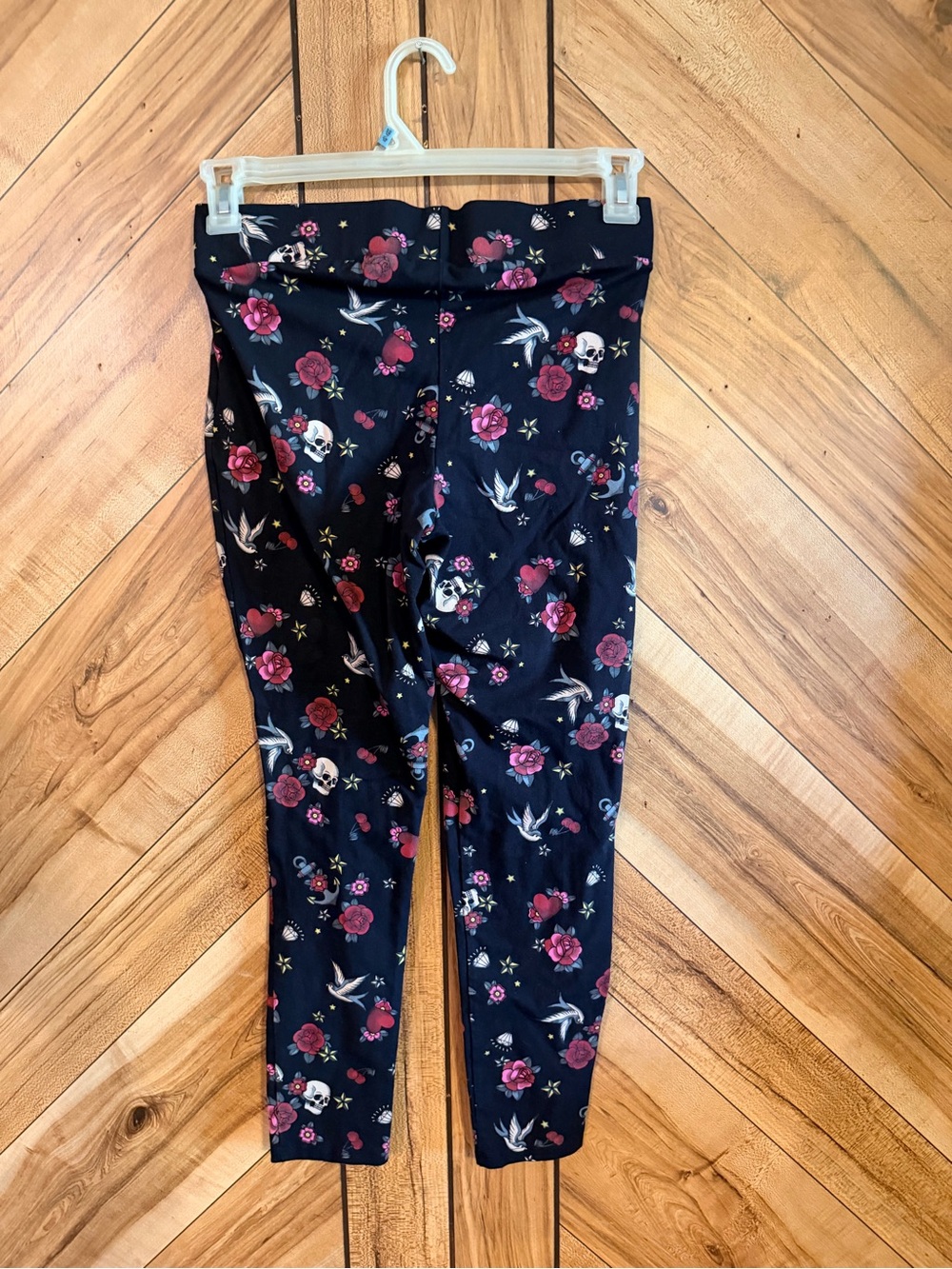 Torrid Womens Large Size 0 Tattoo Print Leggings Skull Rose Swallow Star Anchor - Picture 6 of 8